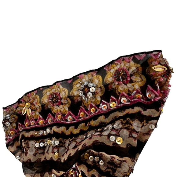 VTG Diane Von Furstenberg Women Floral Silk Dress Bell Sleeve Sequins Beads Sz 6 - Picture 13 of 13